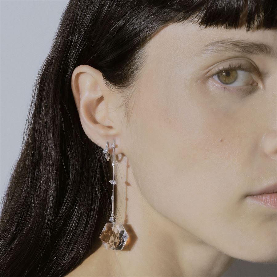 Small hoop earrings with navette BALANCE | OR OVAL XSAU18B MRQ PV CT 0,18+0,11
